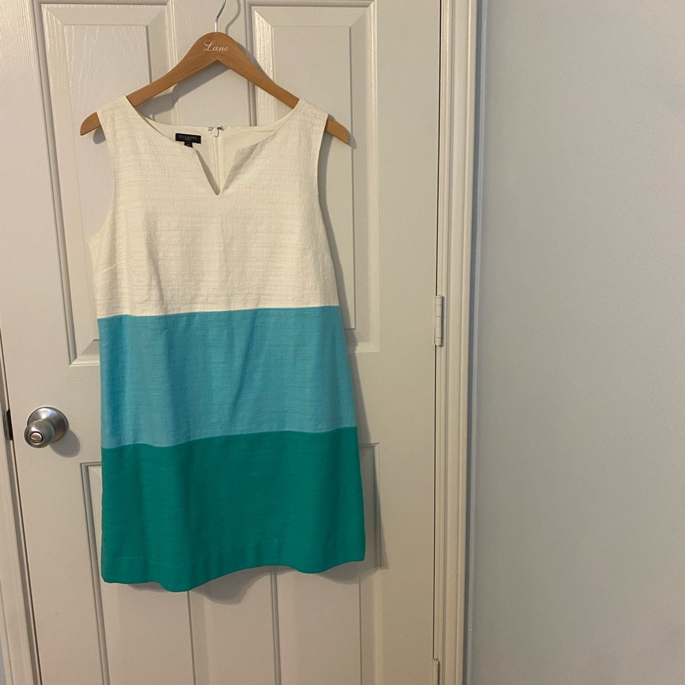 Talbots Sleeveless Tunic - White, Blue, Teal